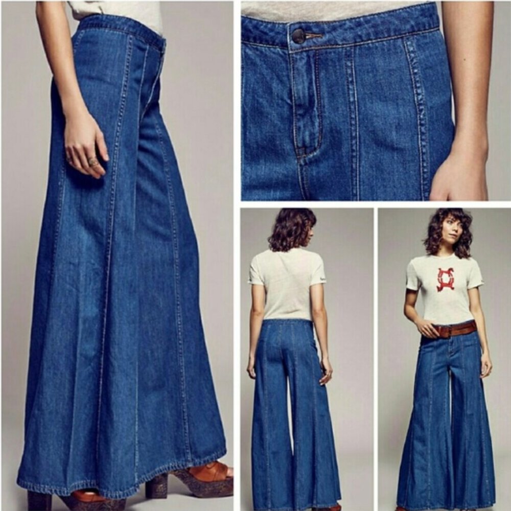 Free People Gilmore Wide Leg Denim Jeans - Picture 2 of 10
